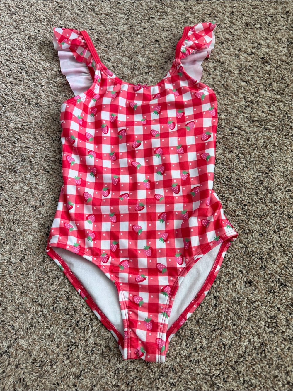 WONDER NATION GIRLS GINGHAM PRINT ONE PIECE SWIMSUIT